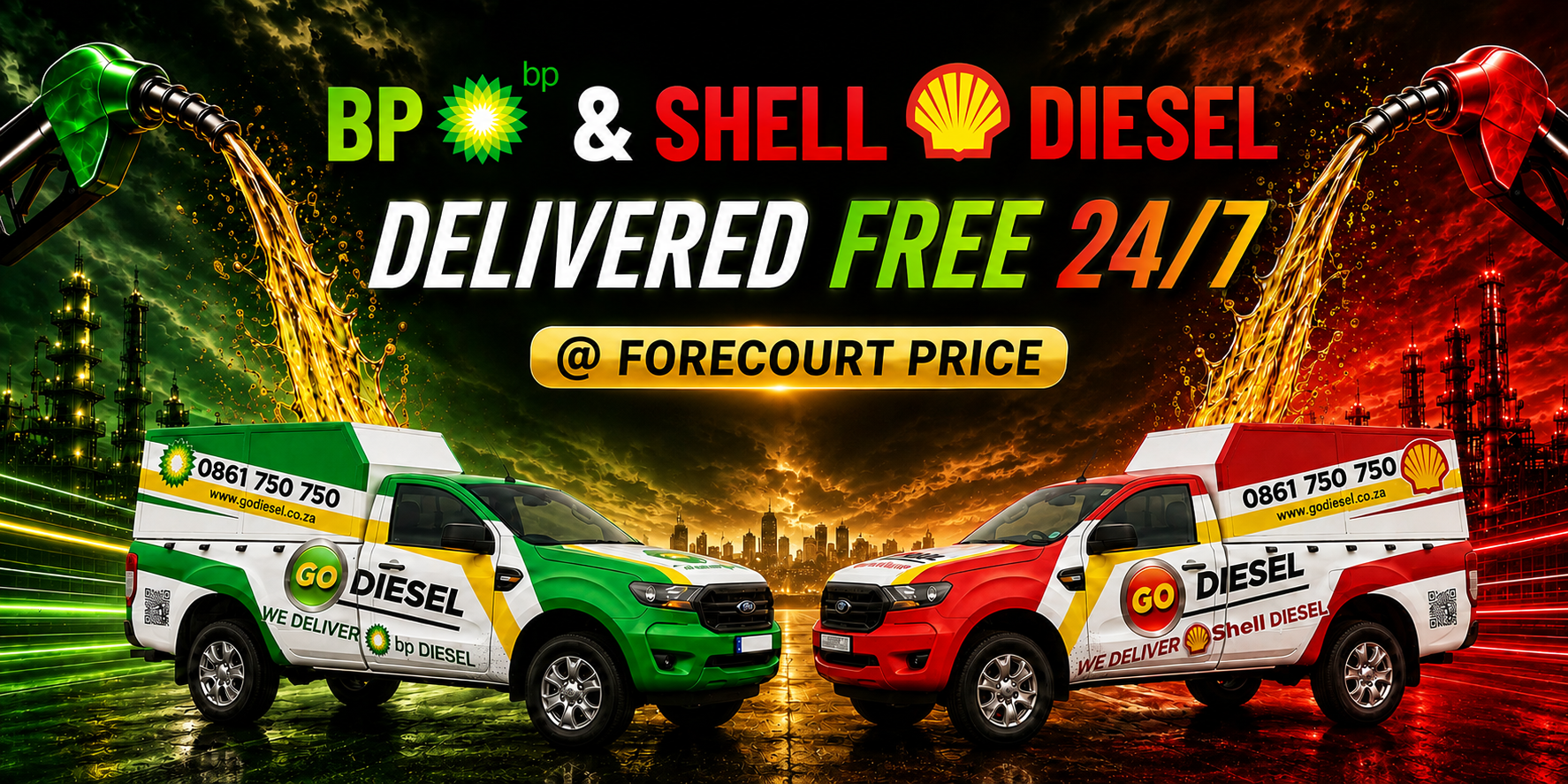 GODIESEL — BP and Shell branded diesel delivered free, 24/7, at forecourt price.